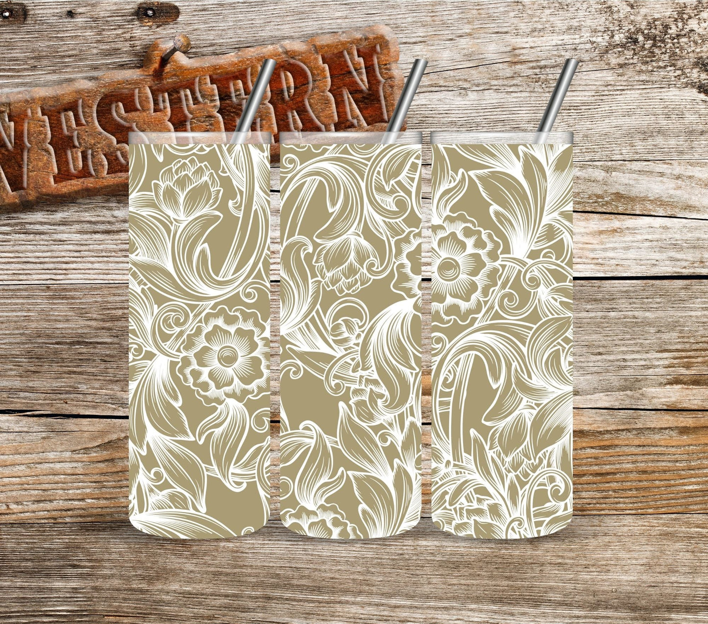Tooled Leather - UV DTF Tumbler wrap