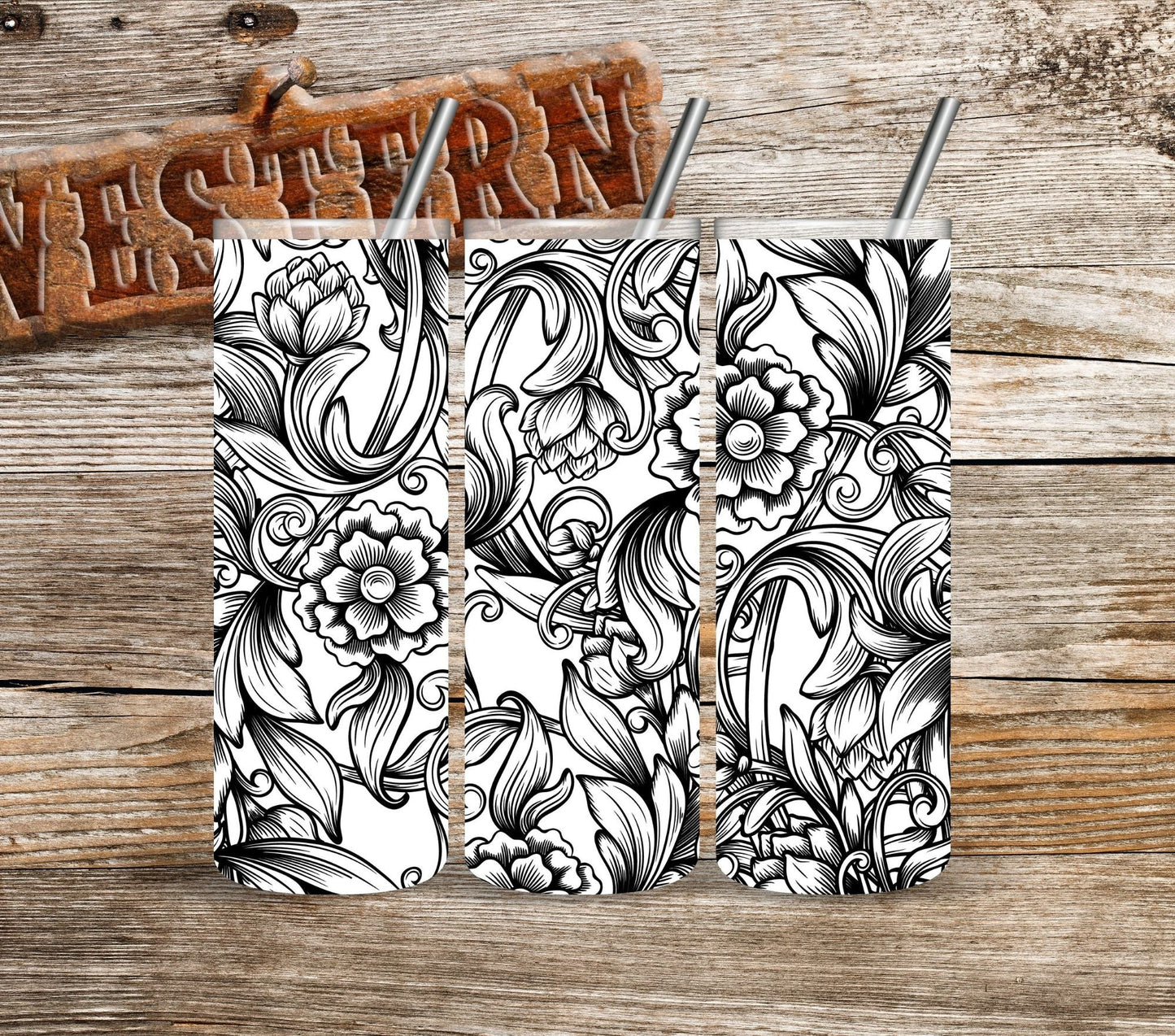 Tooled Leather - UV DTF Tumbler wrap