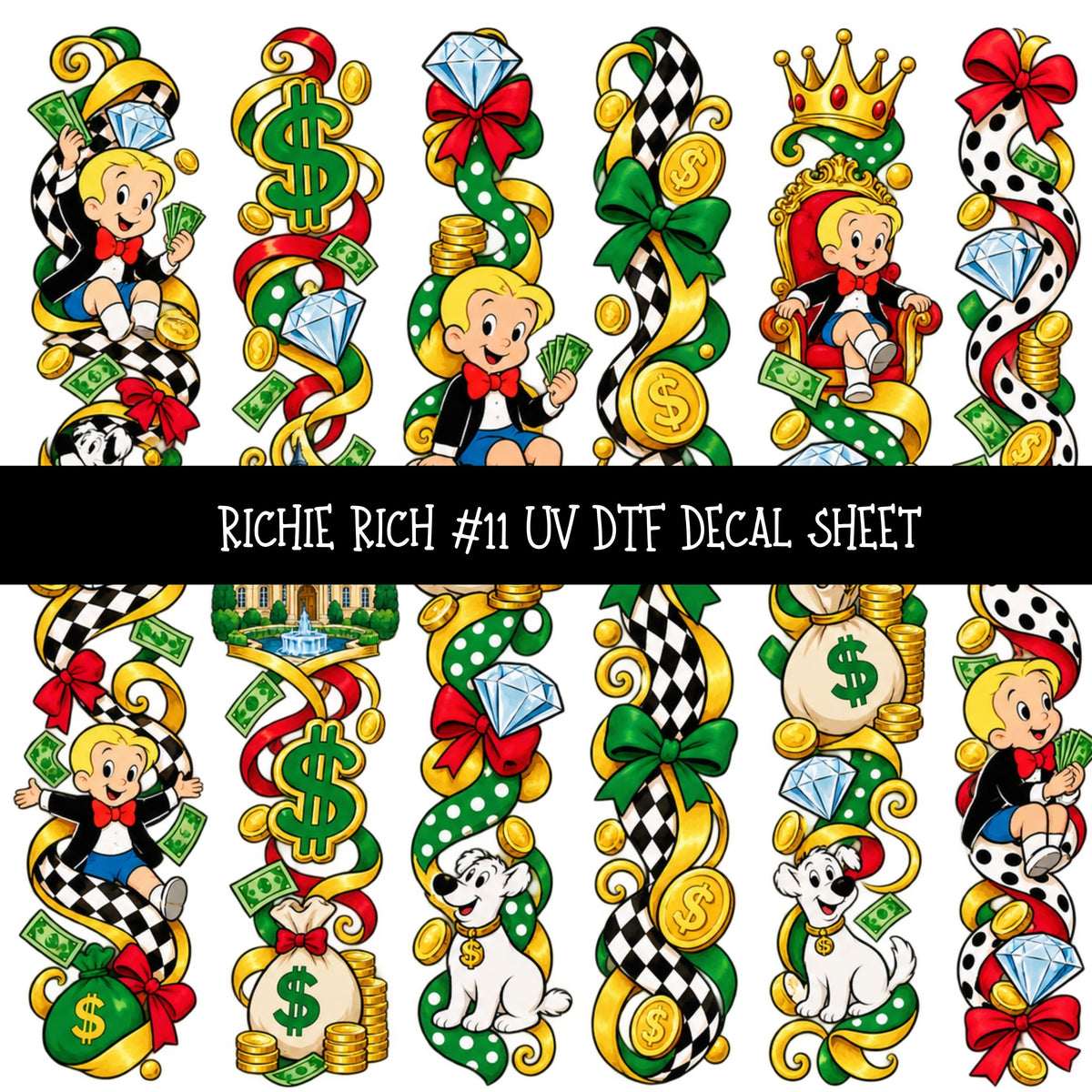 Richie Rich UV DTF Decal sheets 11 Designs available