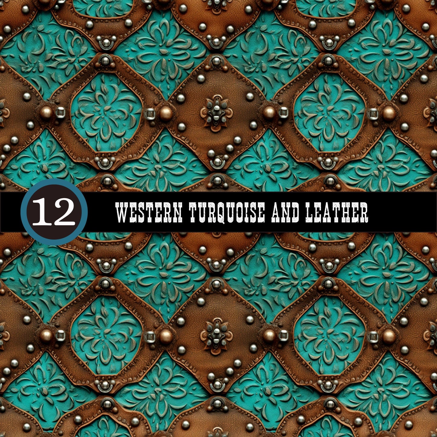 Western Turquoise and Leather Collection Vinyl collection- 12x12 vinyl sheets-20 designs available