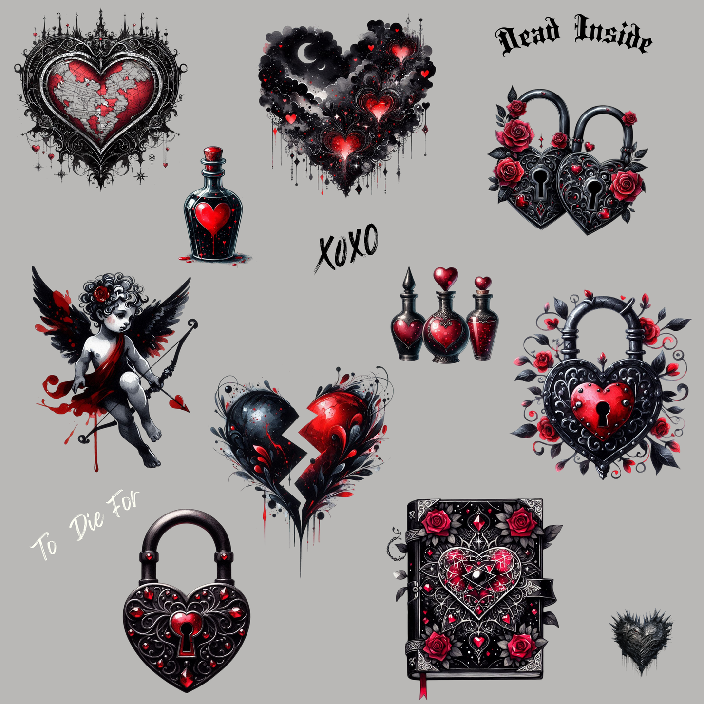 Gothic Valentines Day - Uv Dtf Decal Sheet