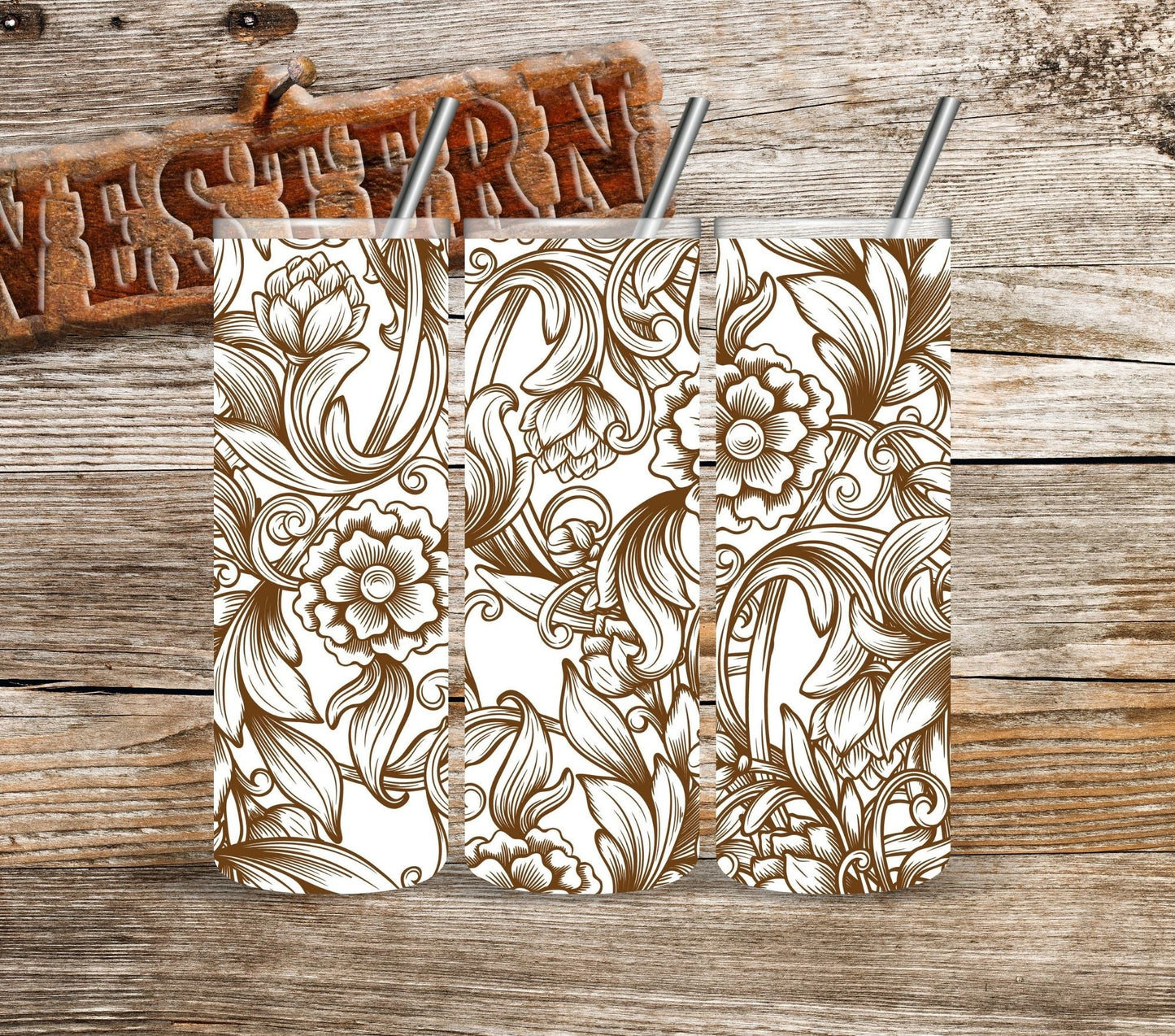 Tooled Leather - UV DTF Tumbler wrap