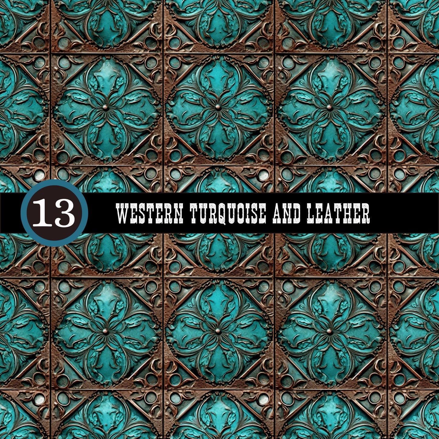 Western Turquoise and Leather Collection Vinyl collection- 12x12 vinyl sheets-20 designs available