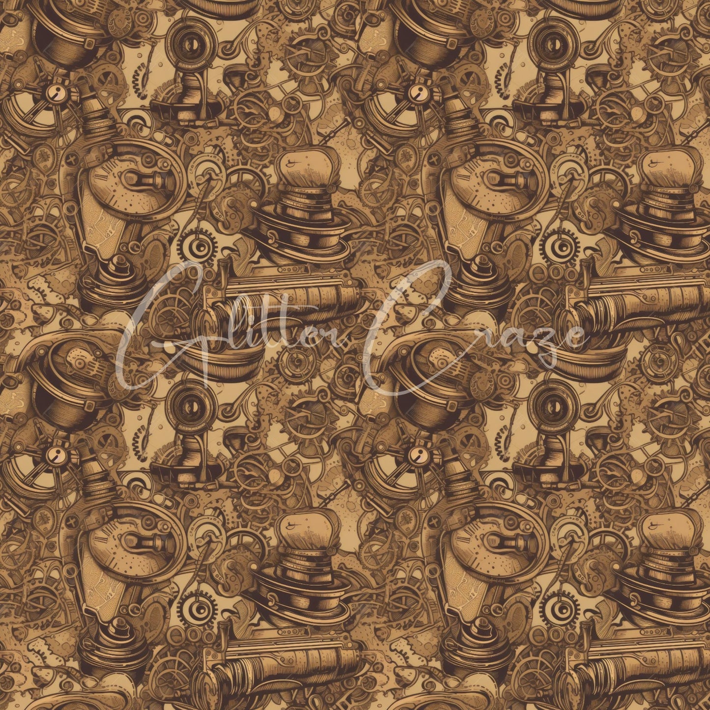 Steampunk Volume - Adhesive Vinyl 12x12 Sheets - 33 Prints