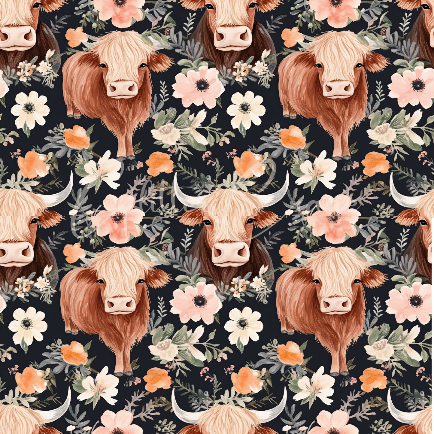 Highland Cow - Adhesive Vinyl 12x12 Sheets - 8 Designs