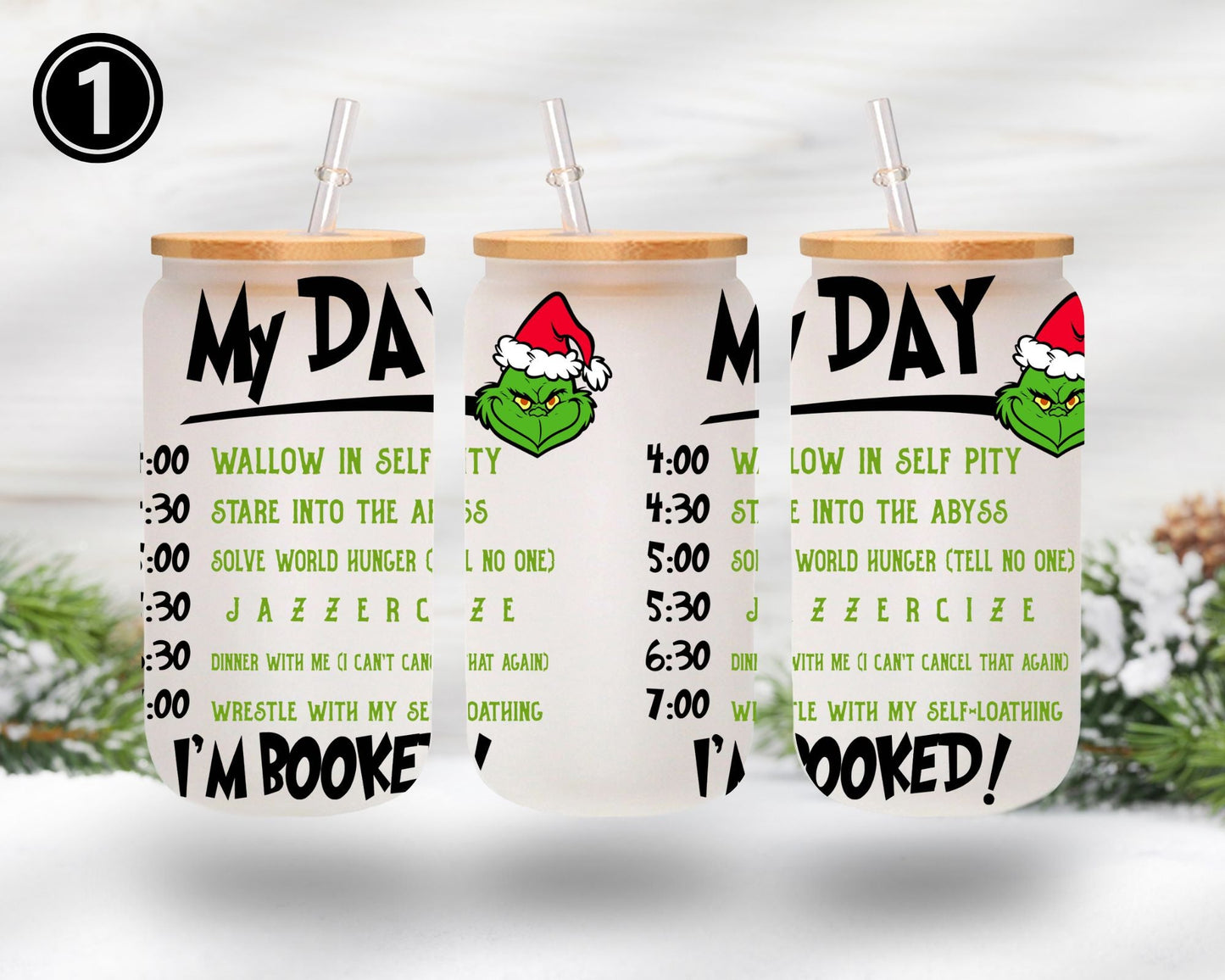 Grinch Libbey - UV DTF 16oz Libbey wrap - 4 designs