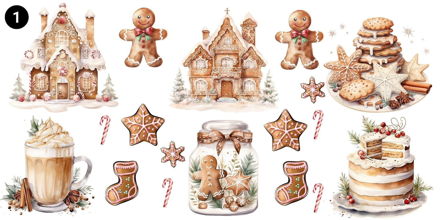 Christmas Clipart 12x6 - UV DTF Decal sheets