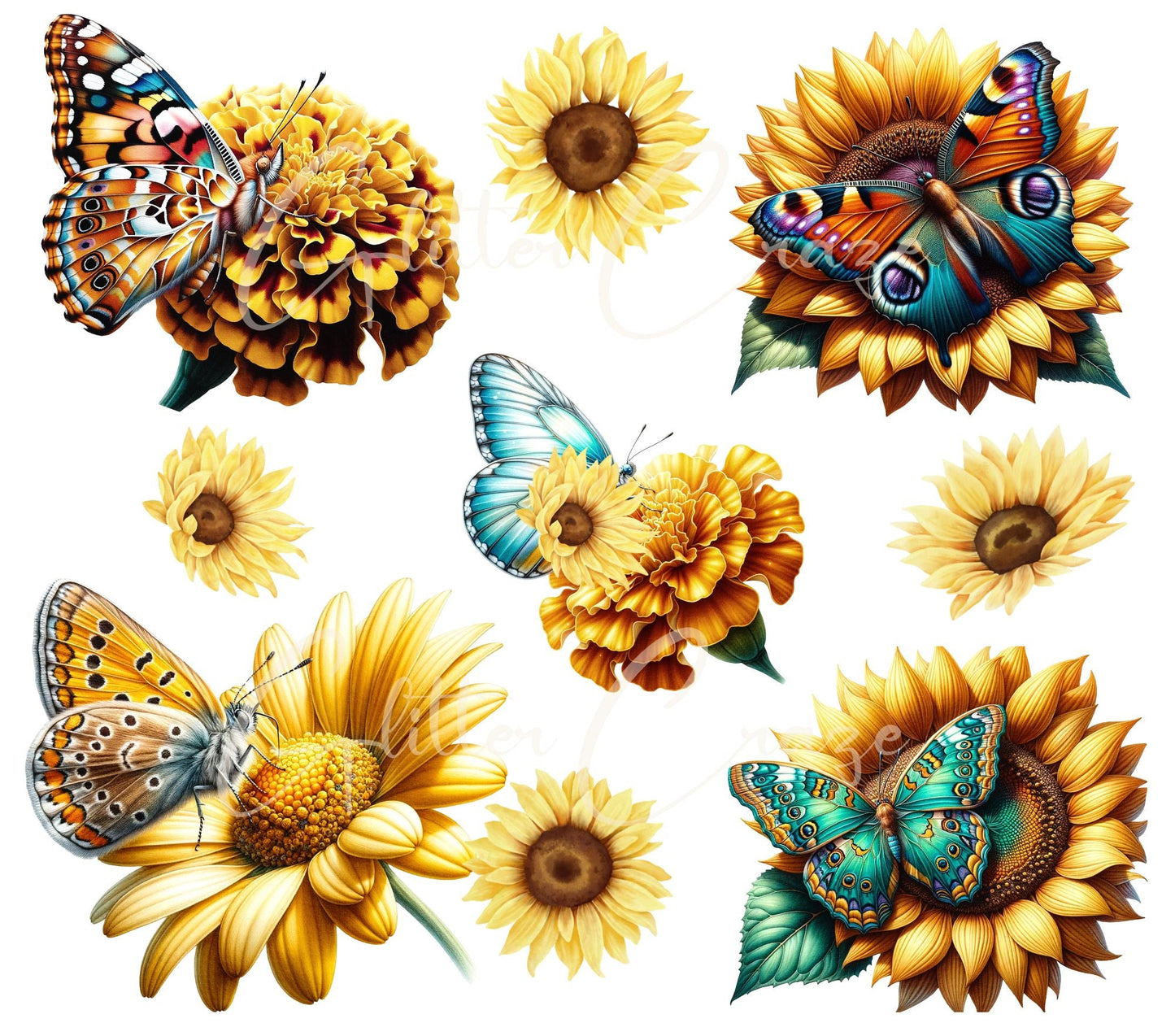 Butterflies and Flowers - UV DTF Decal sheets