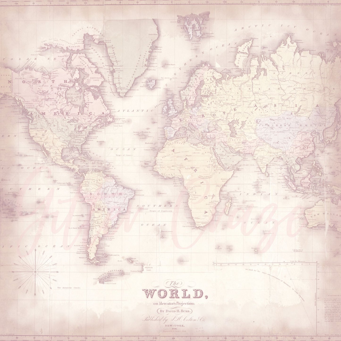 Vintage map - Adhesive Vinyl 12x12 Sheet - 12 Designs