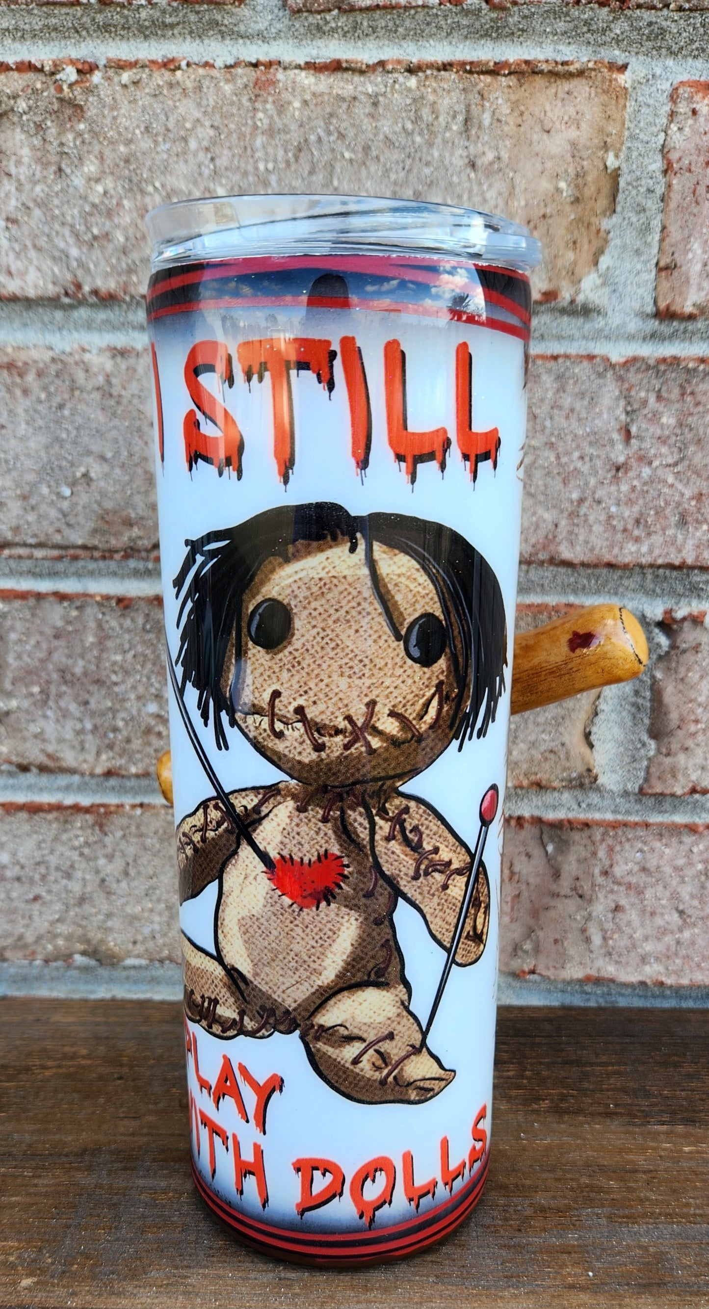 Finsihed voodoo doll tumbler