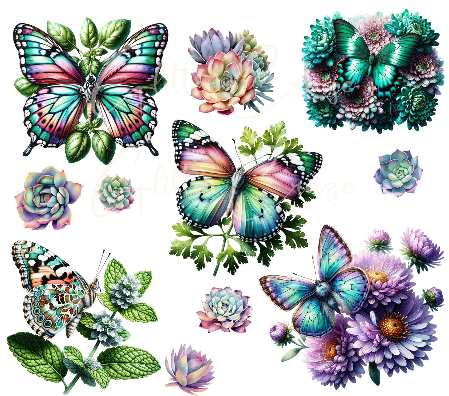 Butterflies and Flowers - UV DTF Decal sheets