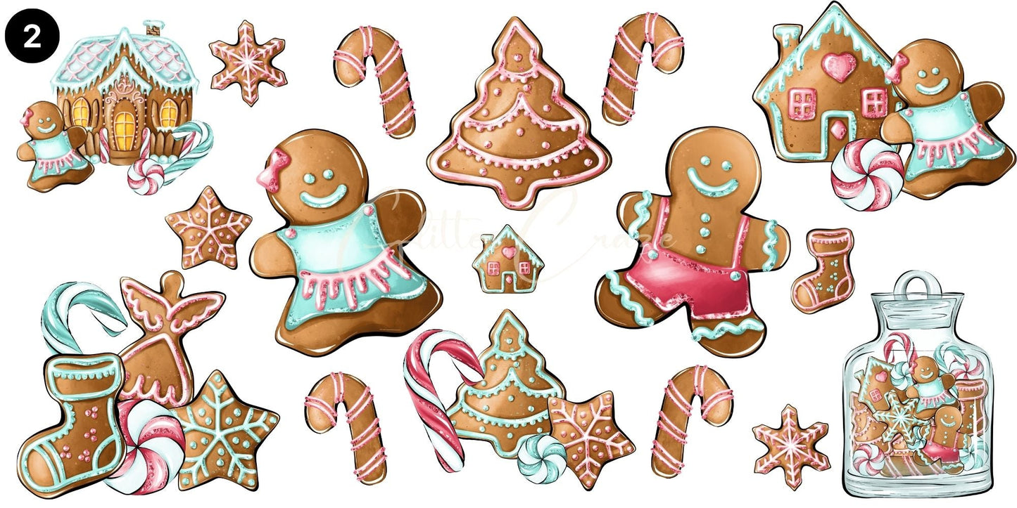 Christmas Clipart 12x6 - UV DTF Decal sheets