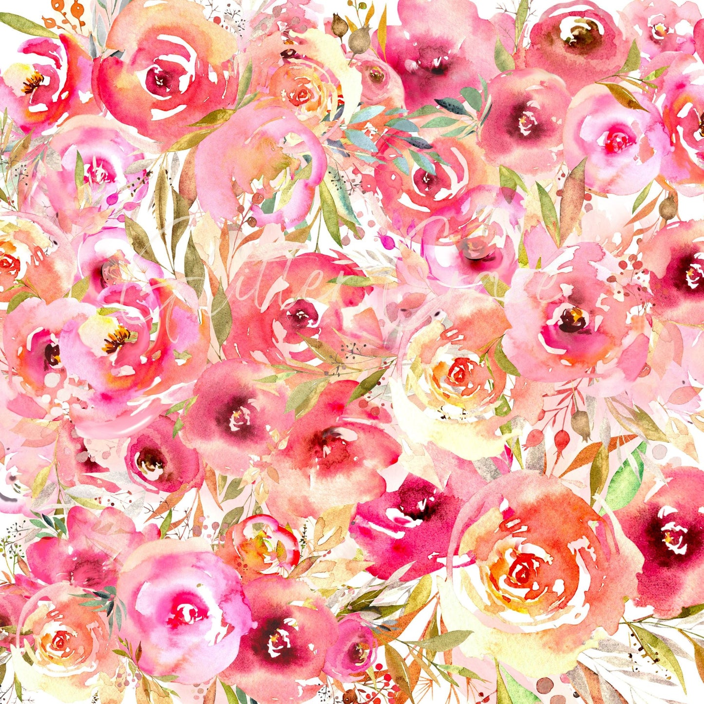Spring Watercolor Collection - Adhesive Vinyl 12x12 Sheets -9 Design Options