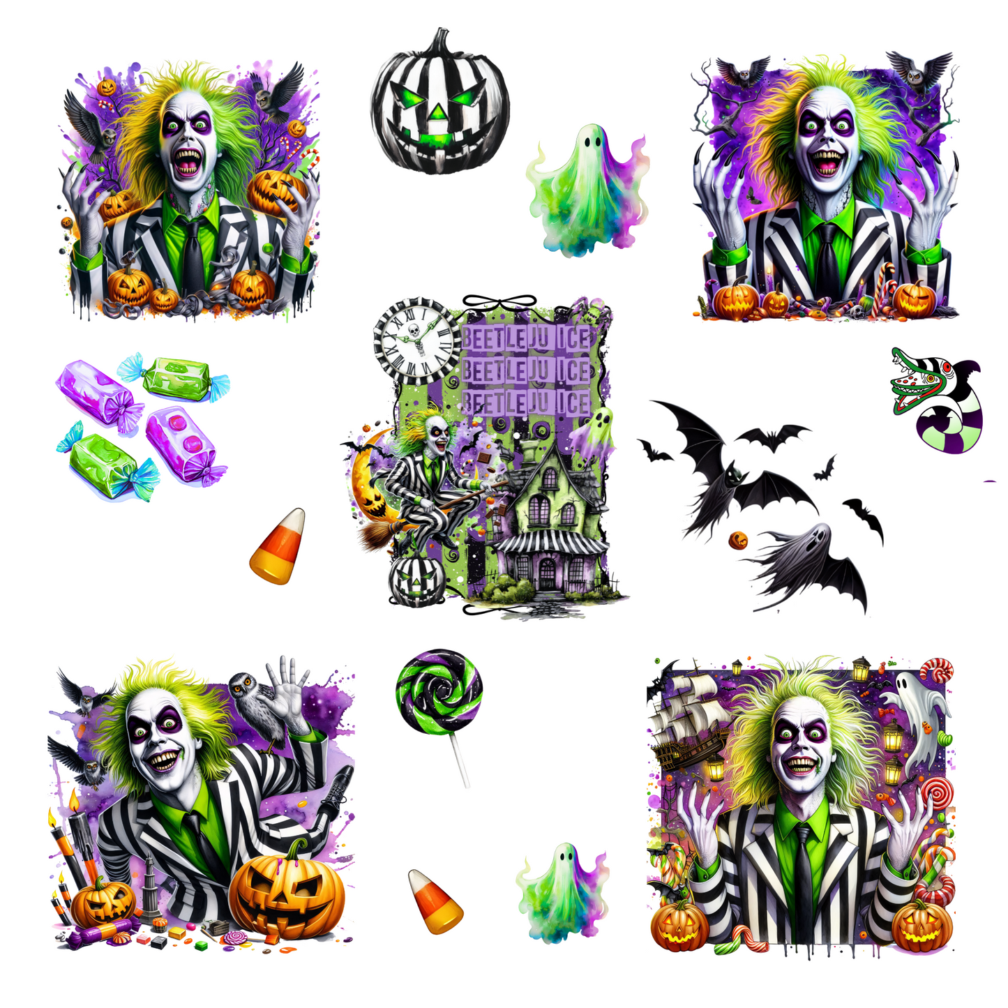 Beetlejuice - UV DTF Decal sheets- 3 Designs