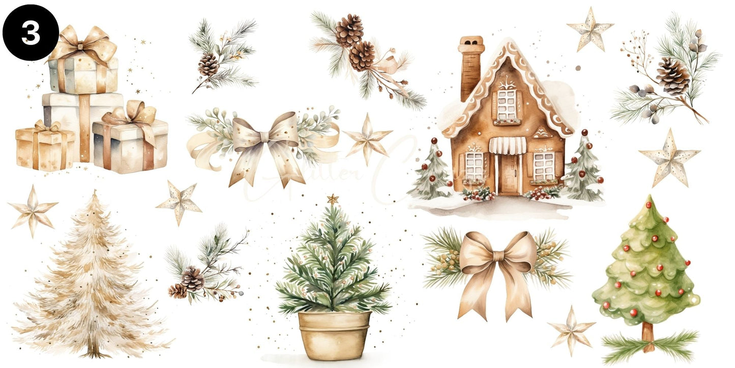 Christmas Clipart 12x6 - UV DTF Decal sheets