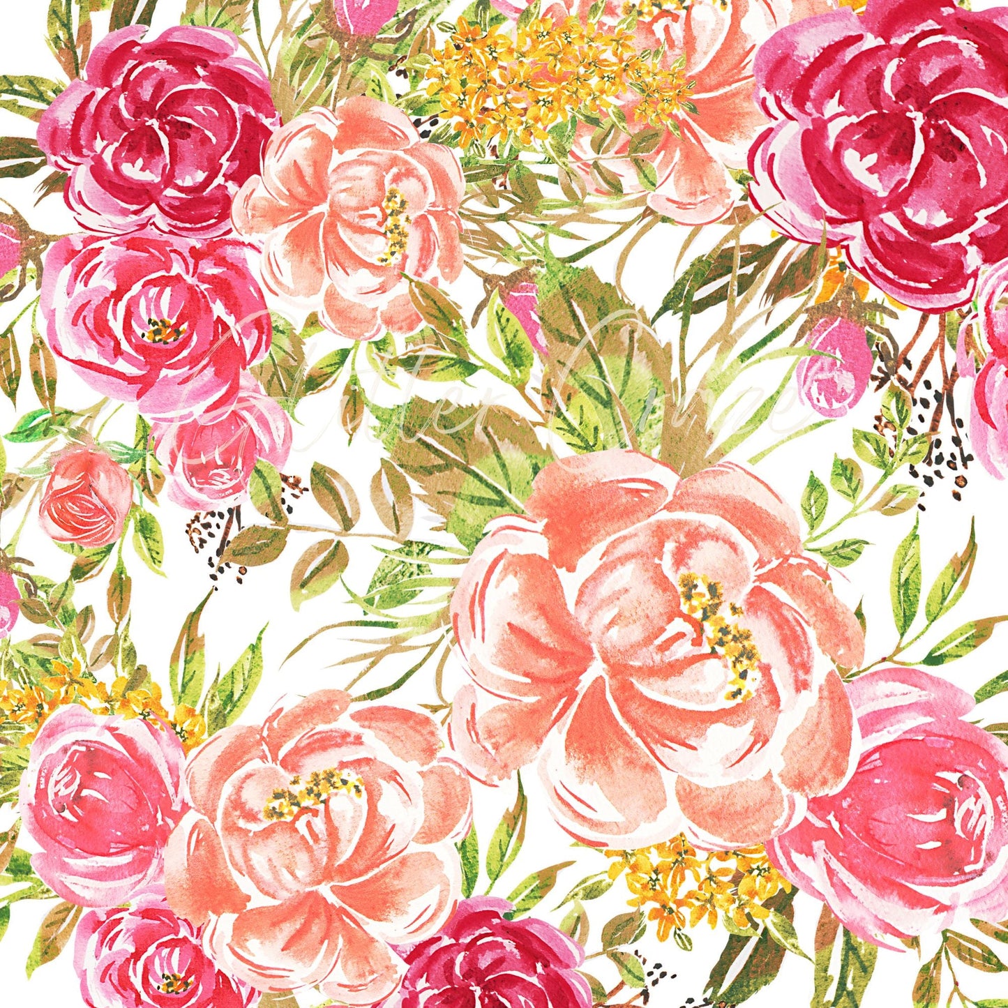 Spring Watercolor Collection - Adhesive Vinyl 12x12 Sheets -9 Design Options