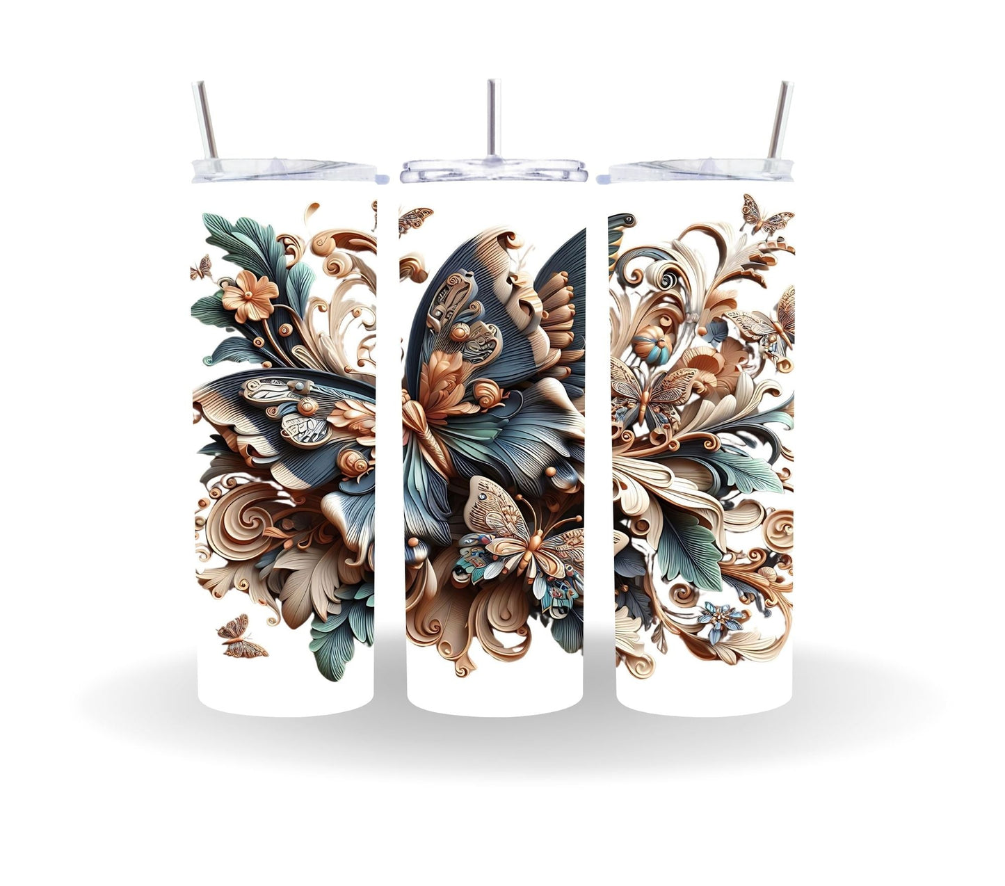 Vintage Butterfly UV DTF 16oz Libbey wrap