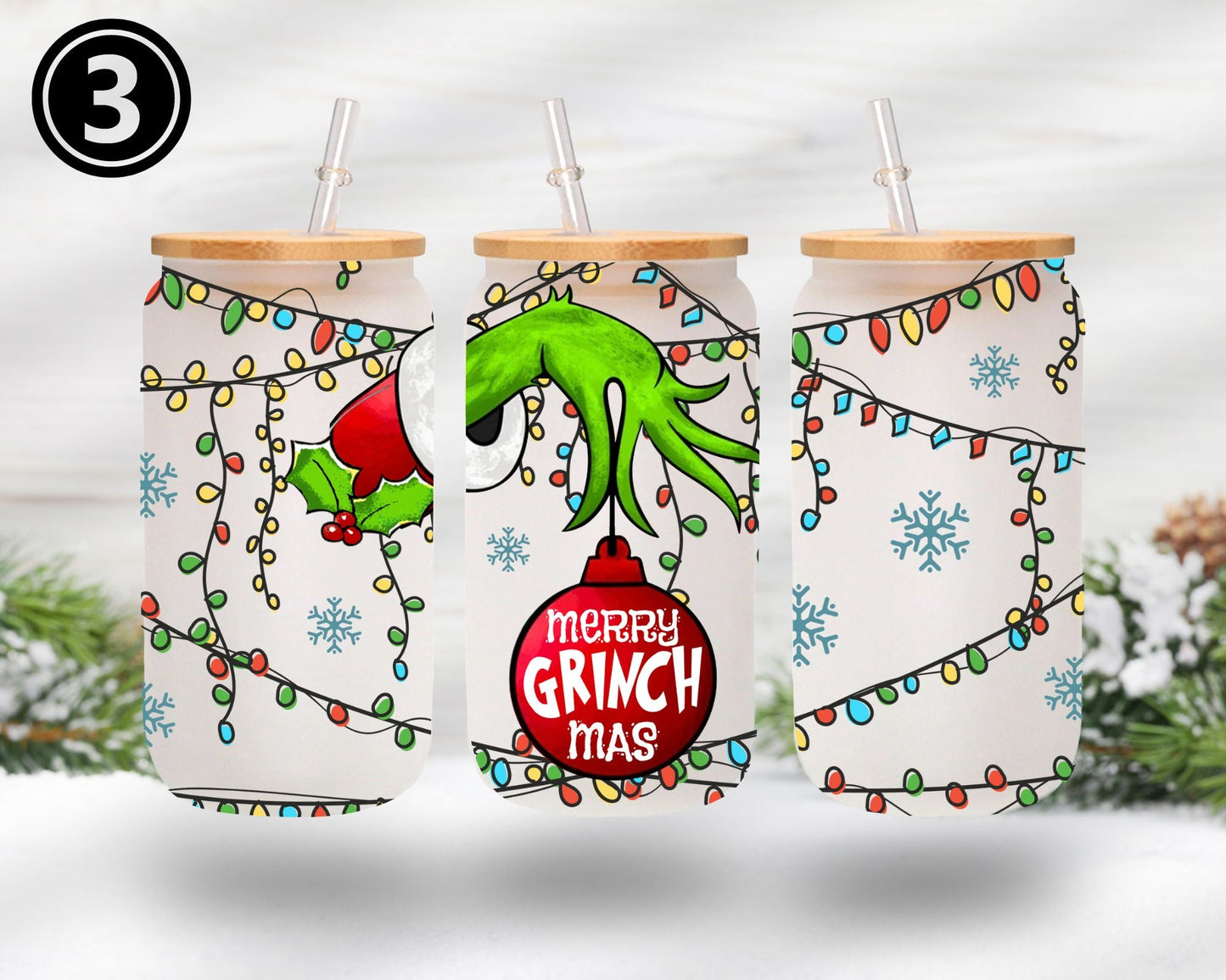 Grinch Libbey - UV DTF 16oz Libbey wrap - 4 designs