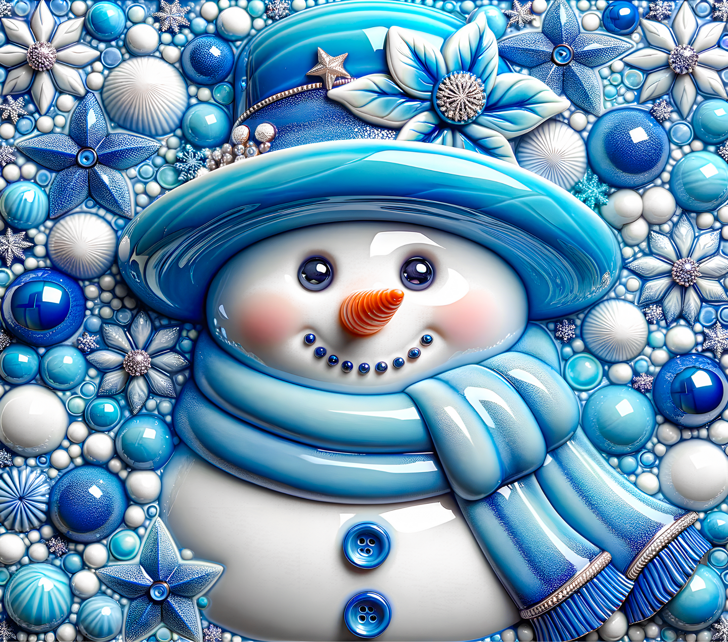 3D Blue Snowman - Adhesive Vinyl wrap