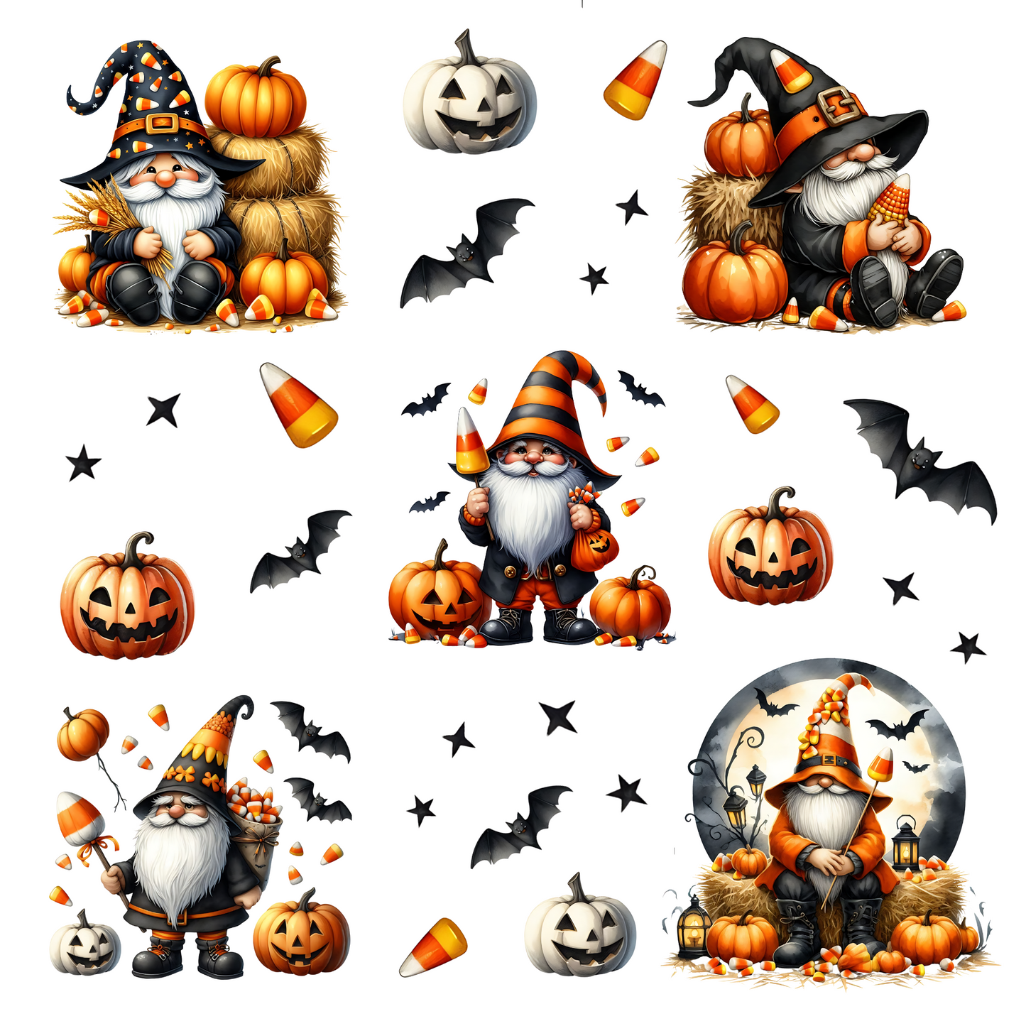 Halloween Candy Gnomes - UV DTF Decal sheets- 2 Designs