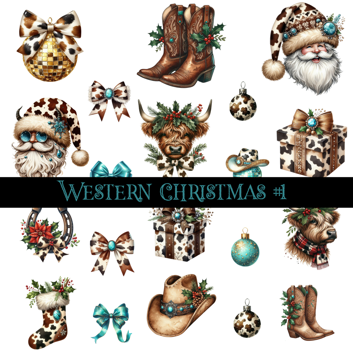 Western Christmas - UV DTF Decal Sheet (2 Variants)