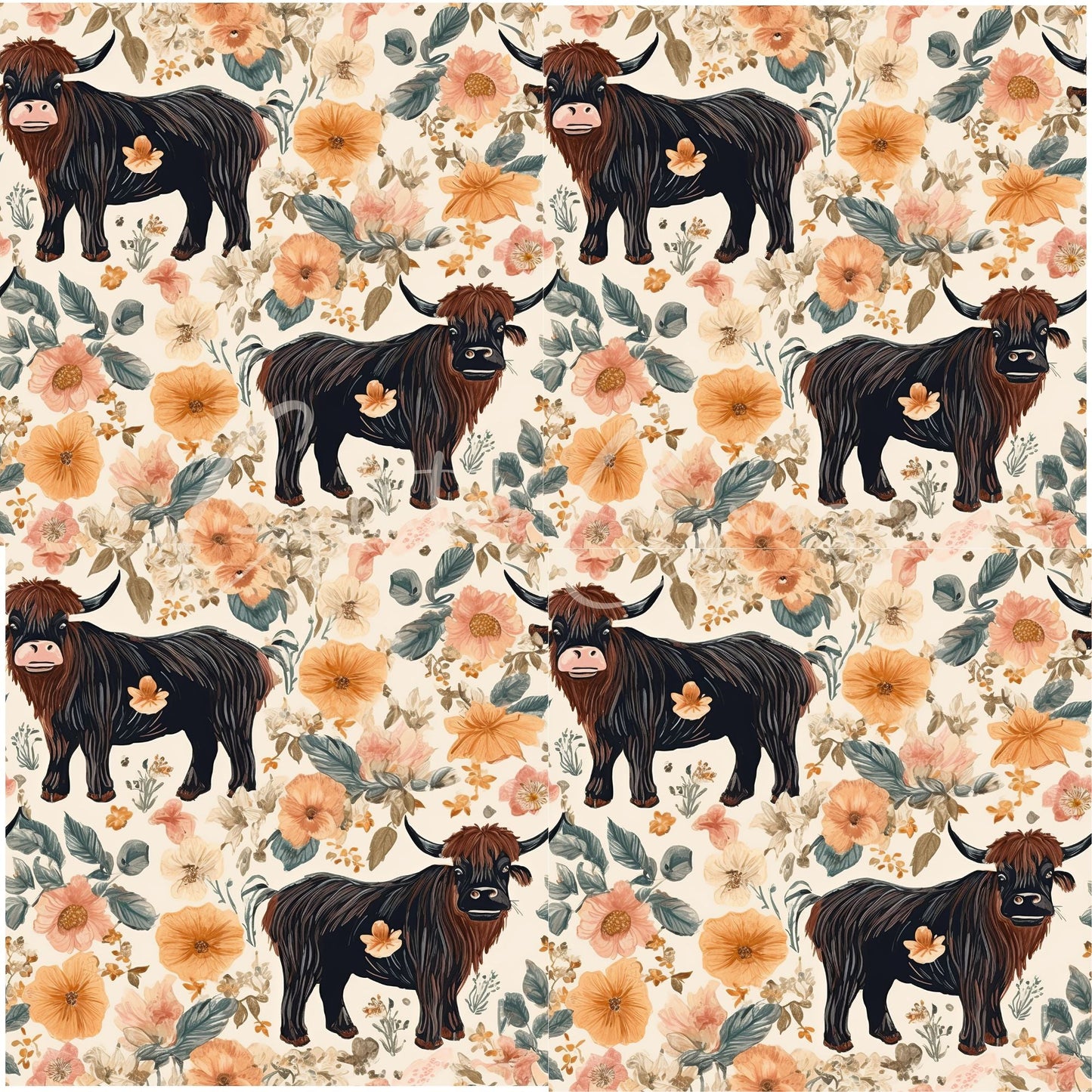Highland Cow - Adhesive Vinyl 12x12 Sheets - 8 Designs