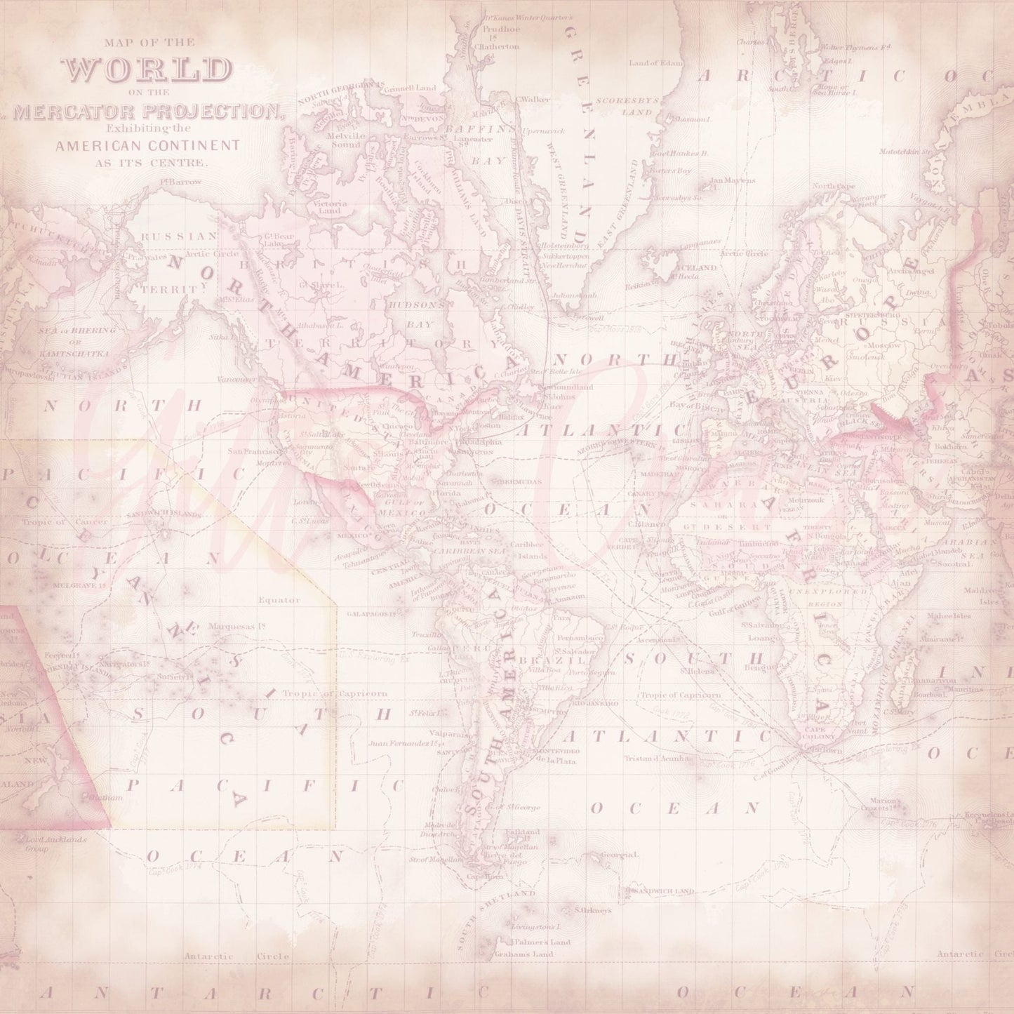 Vintage map - Adhesive Vinyl 12x12 Sheet - 12 Designs