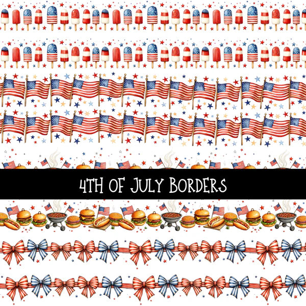 4th of July borders - Uv Dtf Decal Sheet