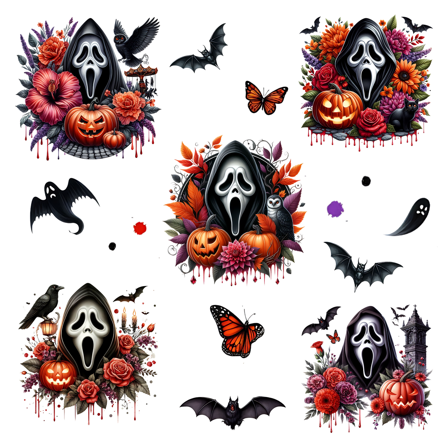 Floral Scream - UV DTF Decal sheets- 3 Designs