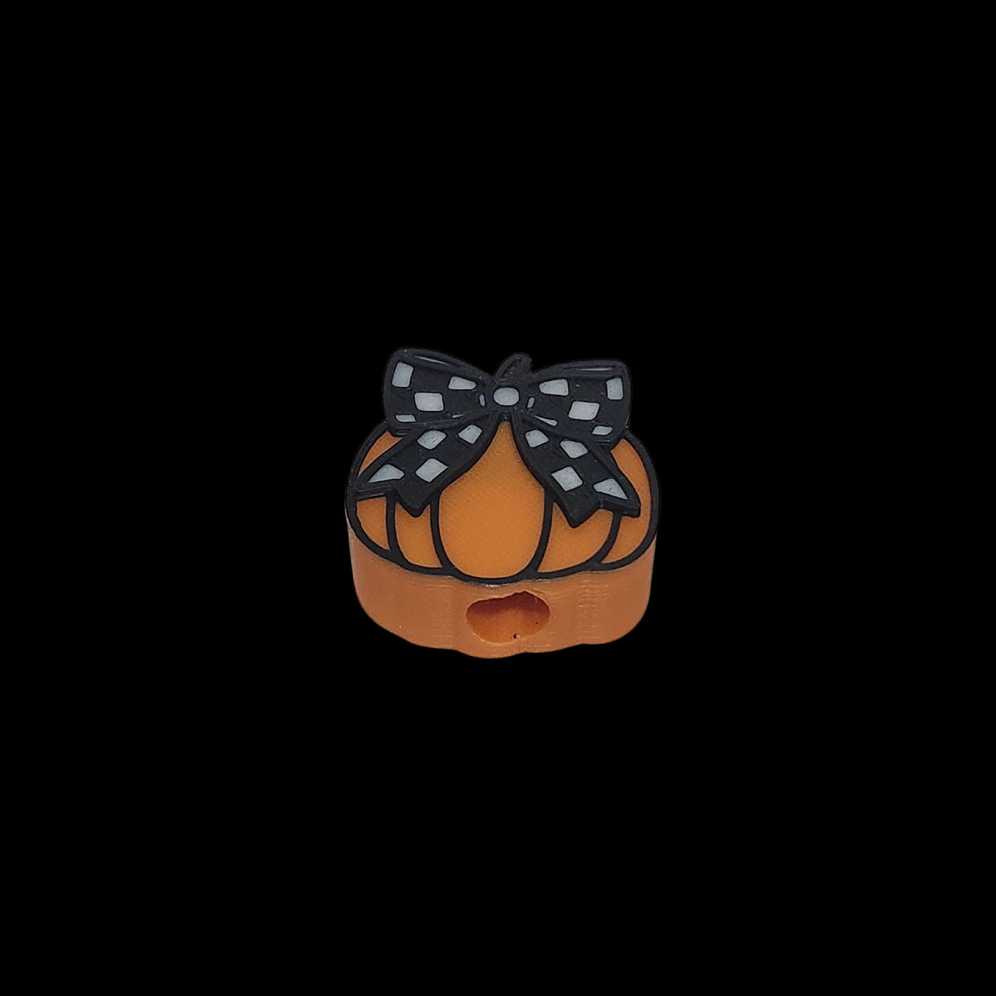 Pumpkin with Checkered Bow - Straw Topper(In Color)