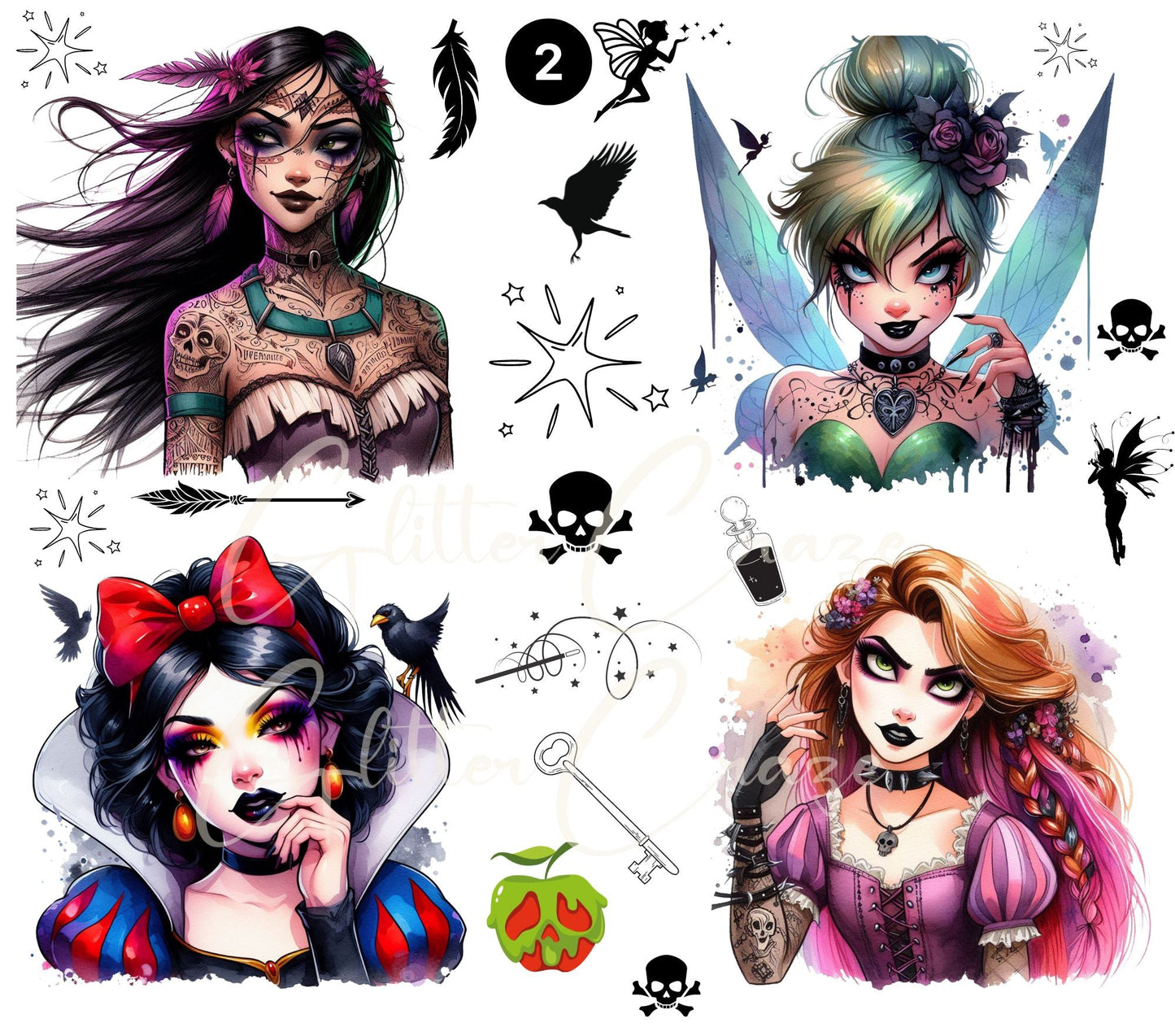 Dark Princess- UV DTF Decal sheets - 2 Designs available