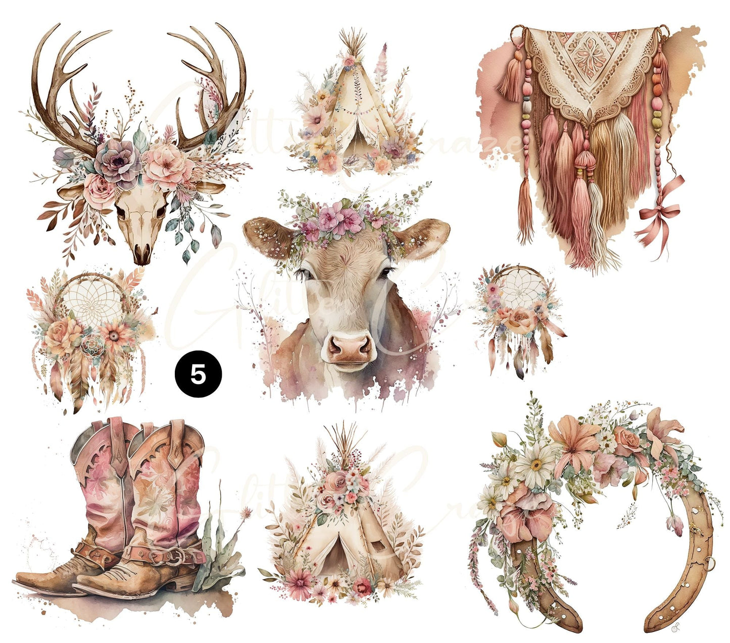 Western Floral - UV DTF Decal sheets - 9 Designs