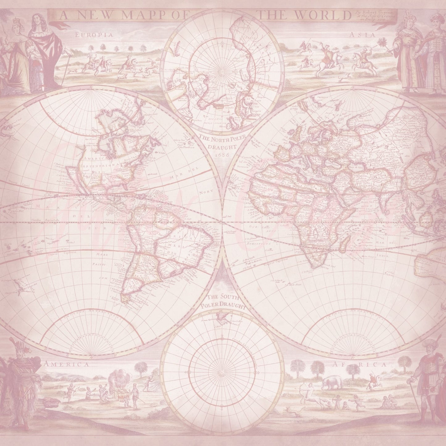 Vintage map - Adhesive Vinyl 12x12 Sheet - 12 Designs