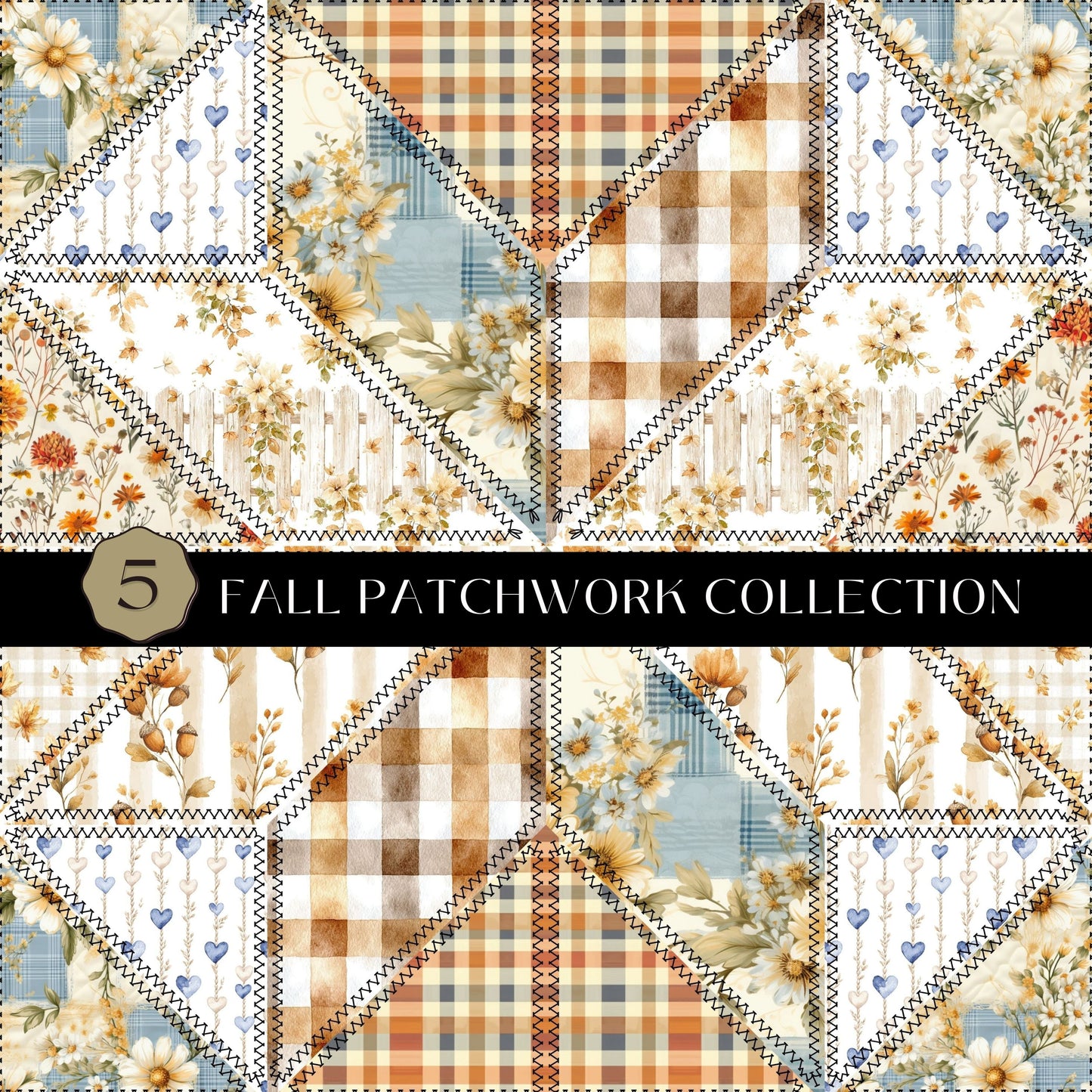 Fall Patchwork Vinyl collection- 12x12 vinyl sheets-5 designs available
