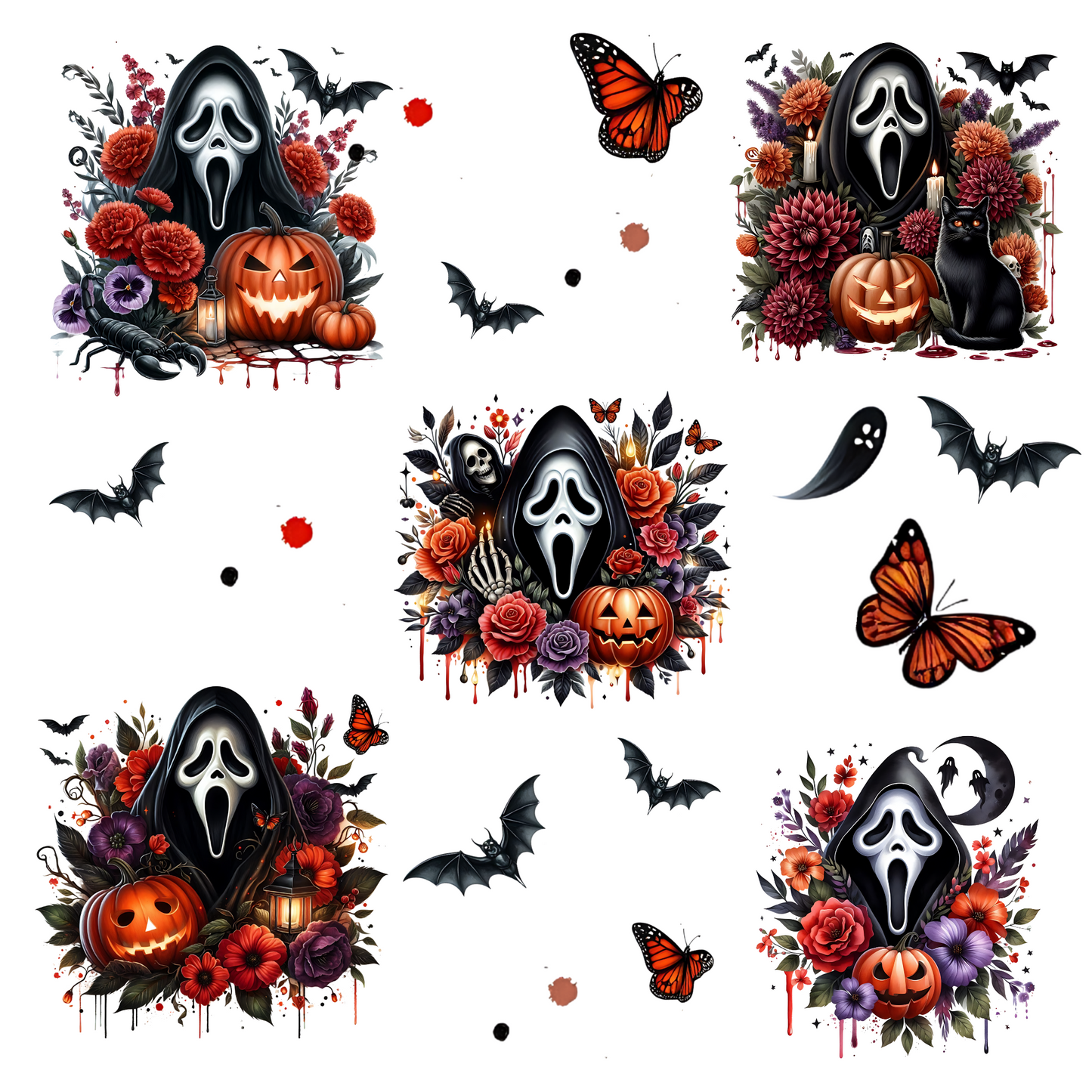 Floral Scream - UV DTF Decal sheets- 3 Designs