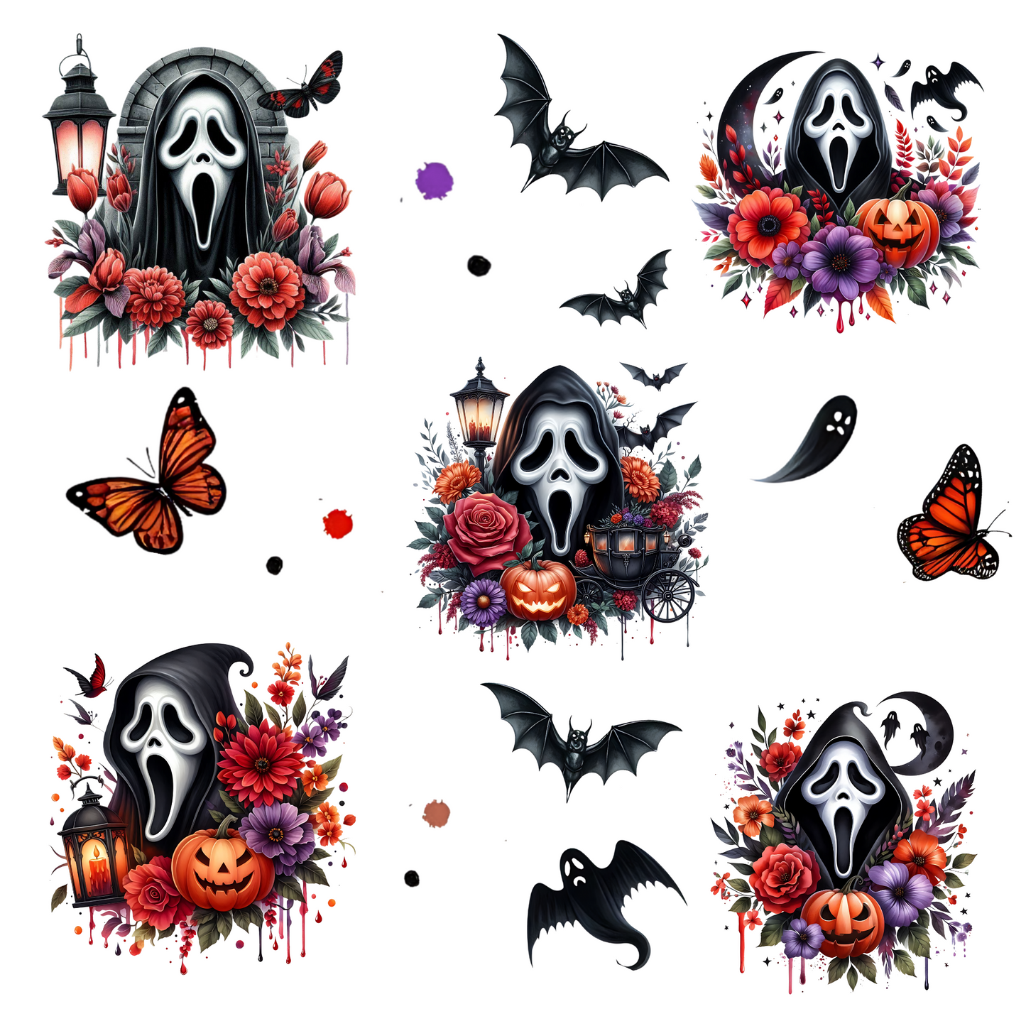 Floral Scream - UV DTF Decal sheets- 3 Designs