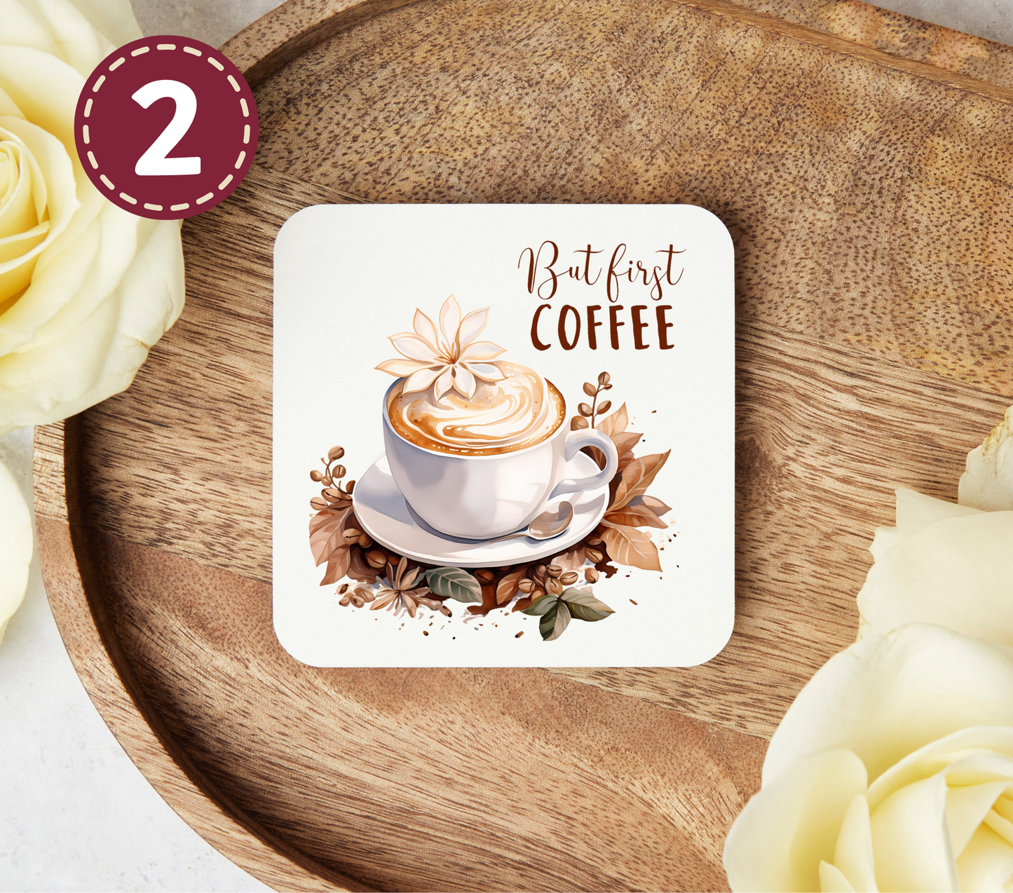 But First Coffee - Uv Dtf Coaster Decals