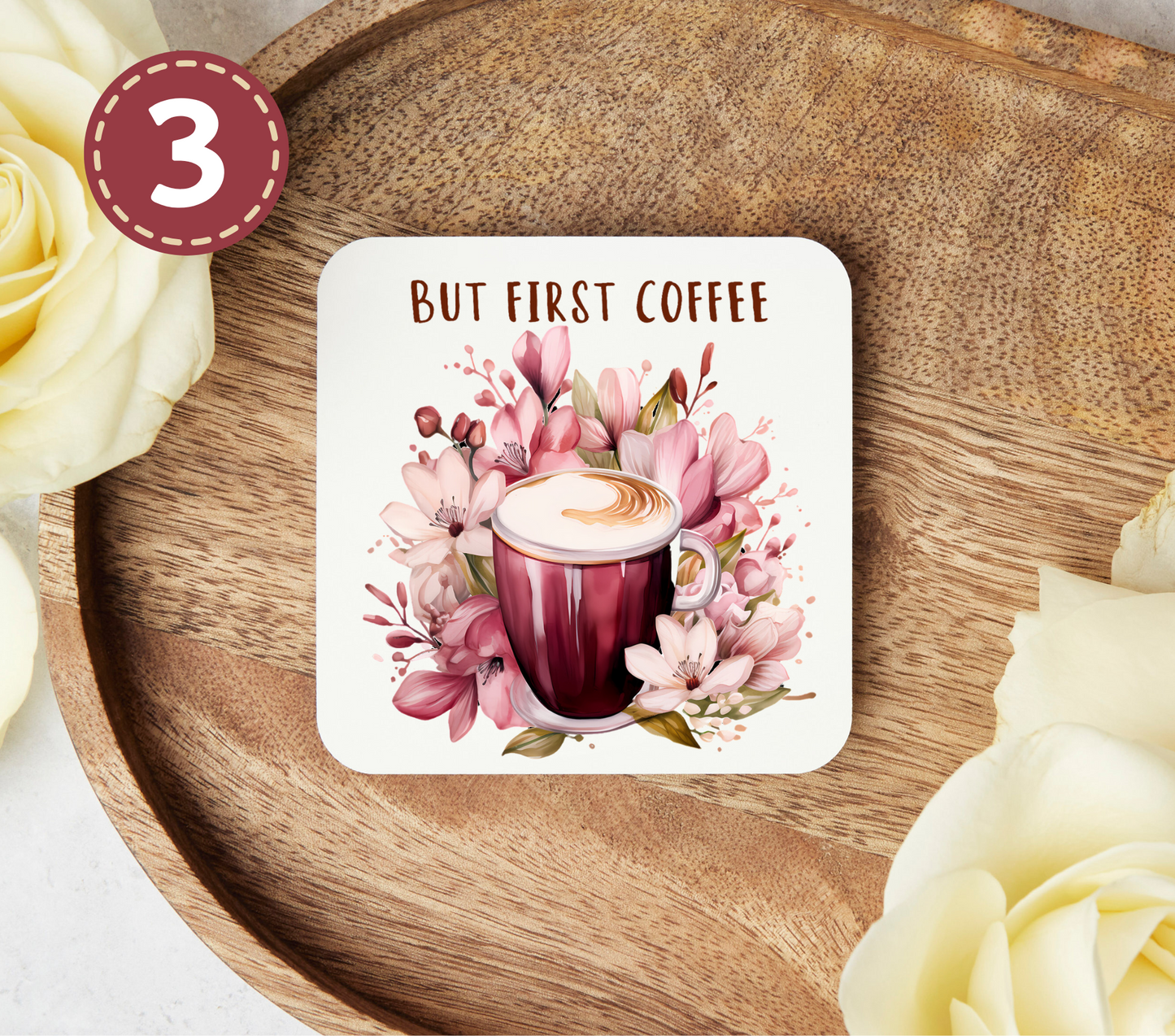 But First Coffee - Uv Dtf Coaster Decals