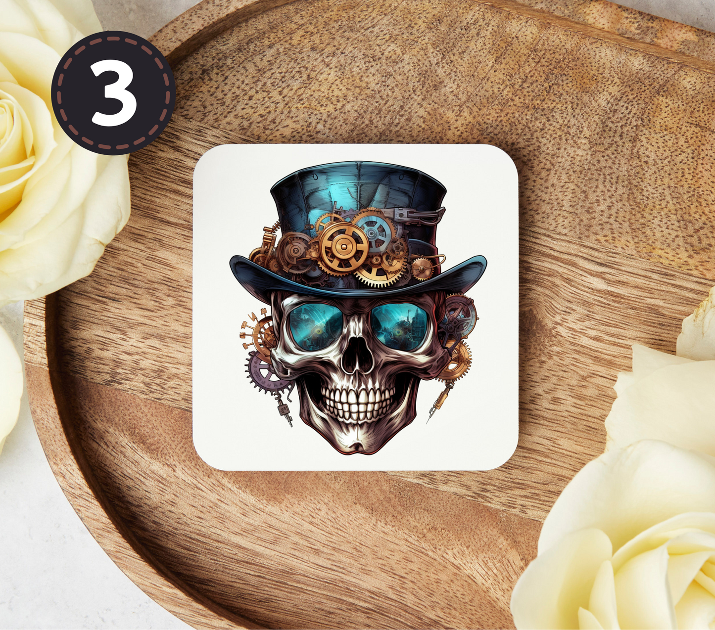 Steampunk Skulls - Uv Dtf Coaster Decals