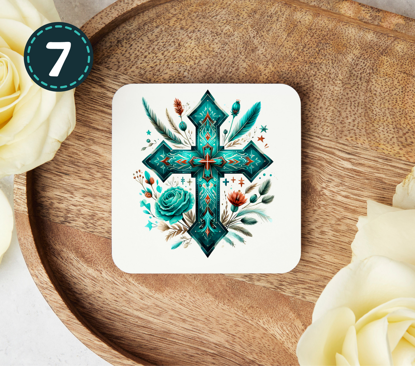 Turquoise Western - Uv Dtf Coaster Decals