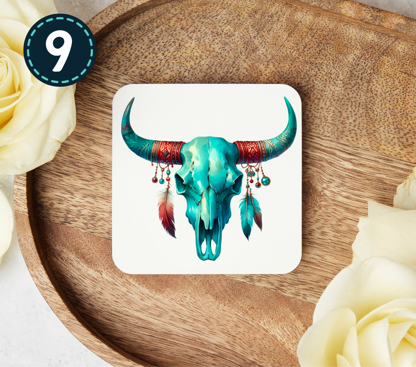 Turquoise Western - Uv Dtf Coaster Decals