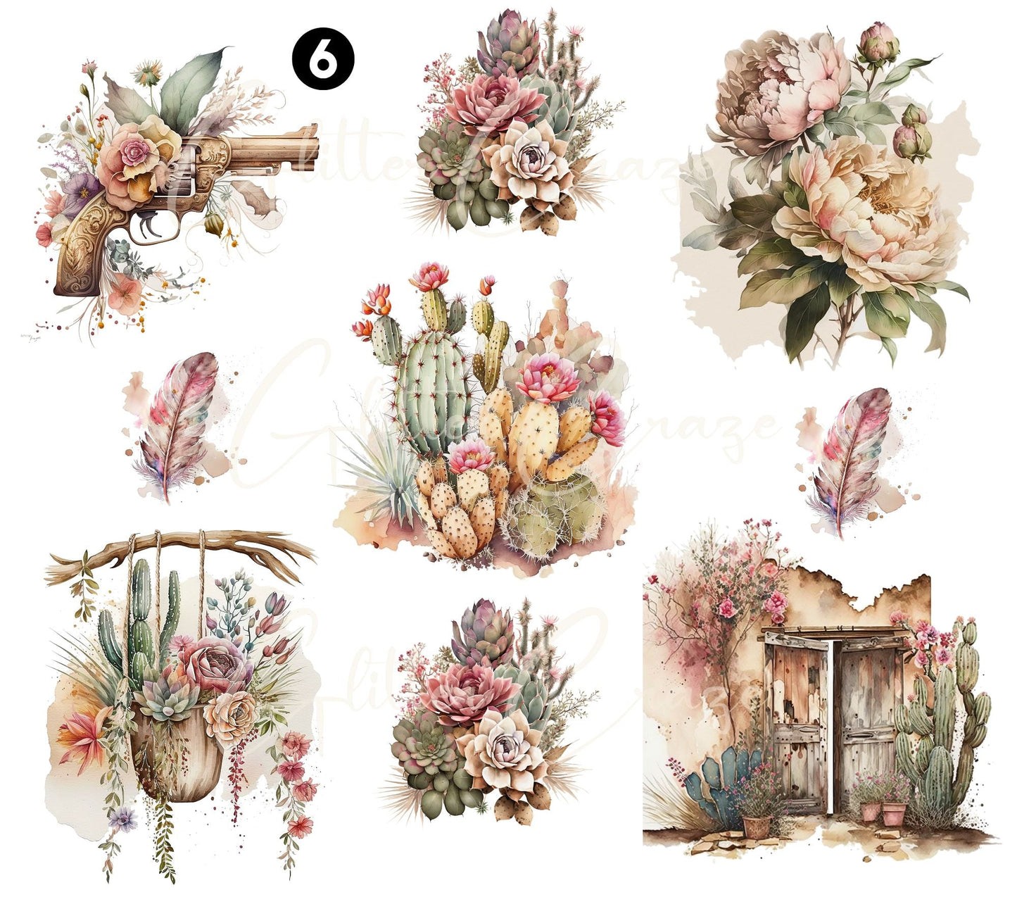 Western Floral - UV DTF Decal sheets - 9 Designs