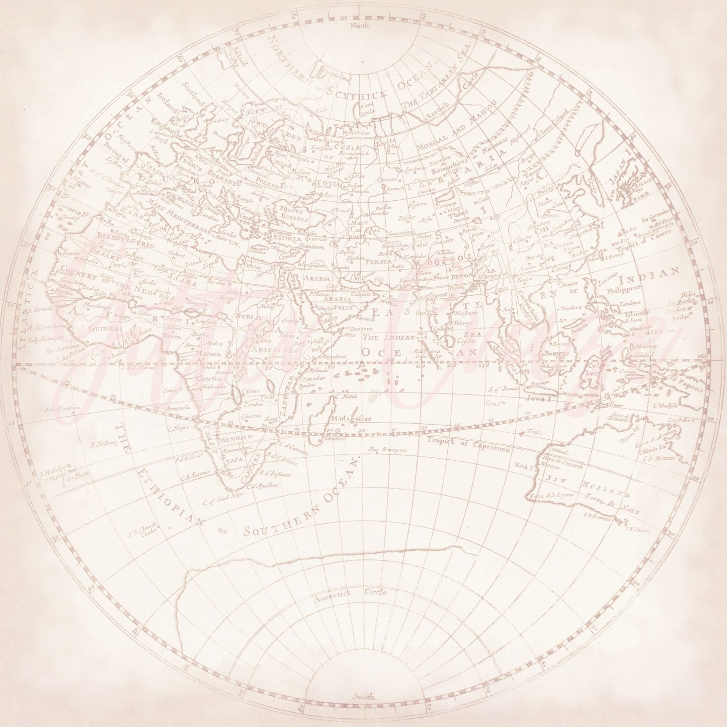 Vintage map - Adhesive Vinyl 12x12 Sheet - 12 Designs