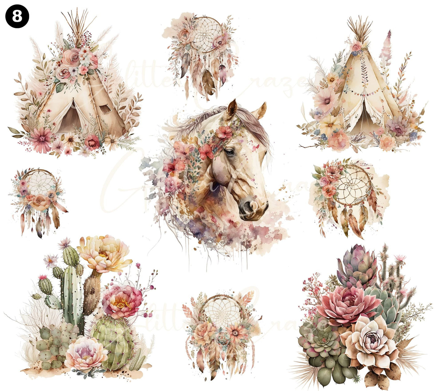 Western Floral - UV DTF Decal sheets - 9 Designs