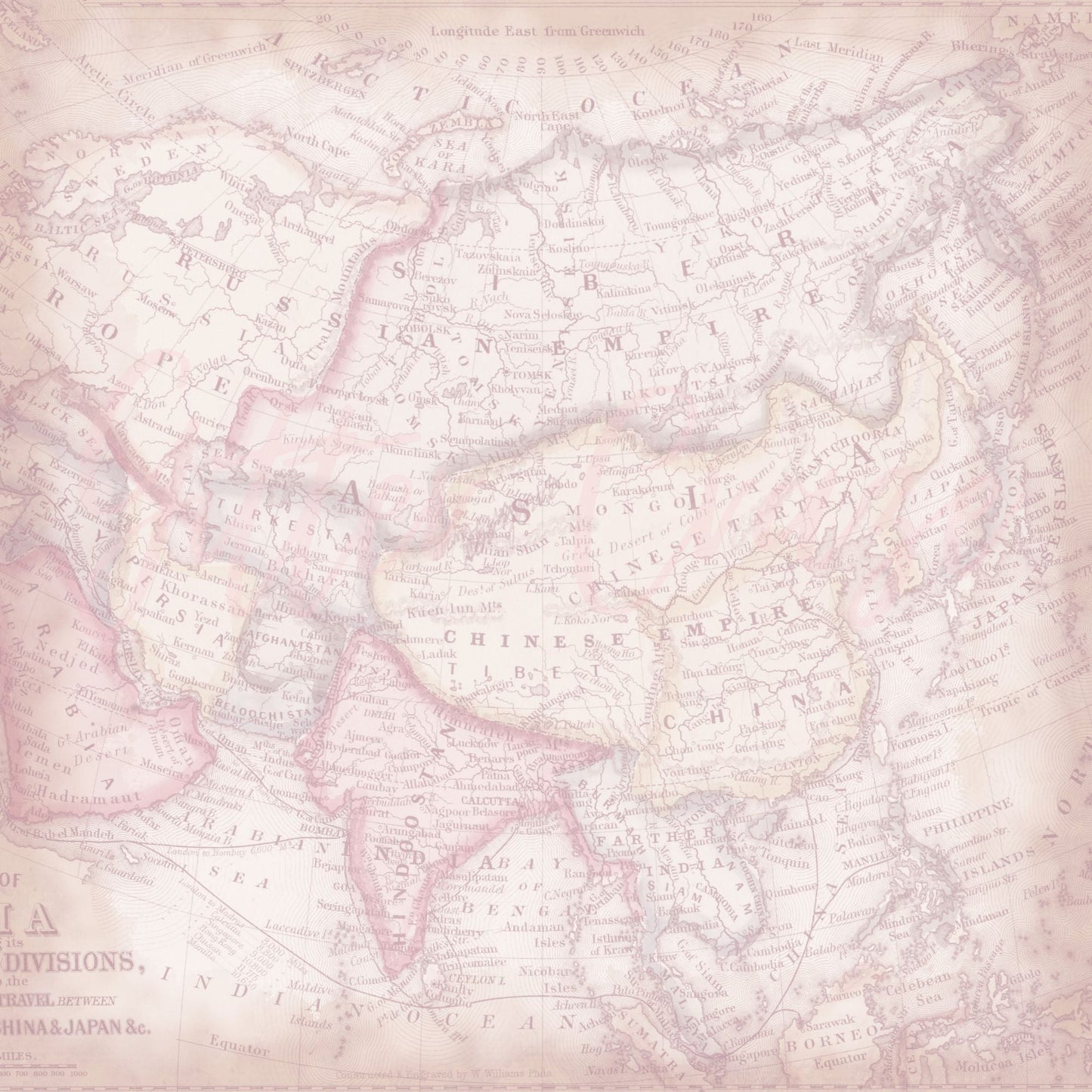 Vintage map - Adhesive Vinyl 12x12 Sheet - 12 Designs