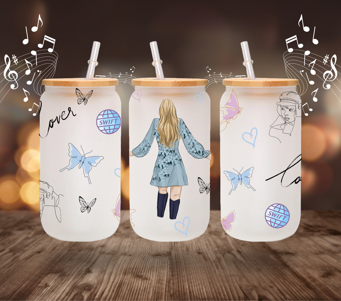 Taylor - UV DTF 16oz Libbey wrap - 5 Designs