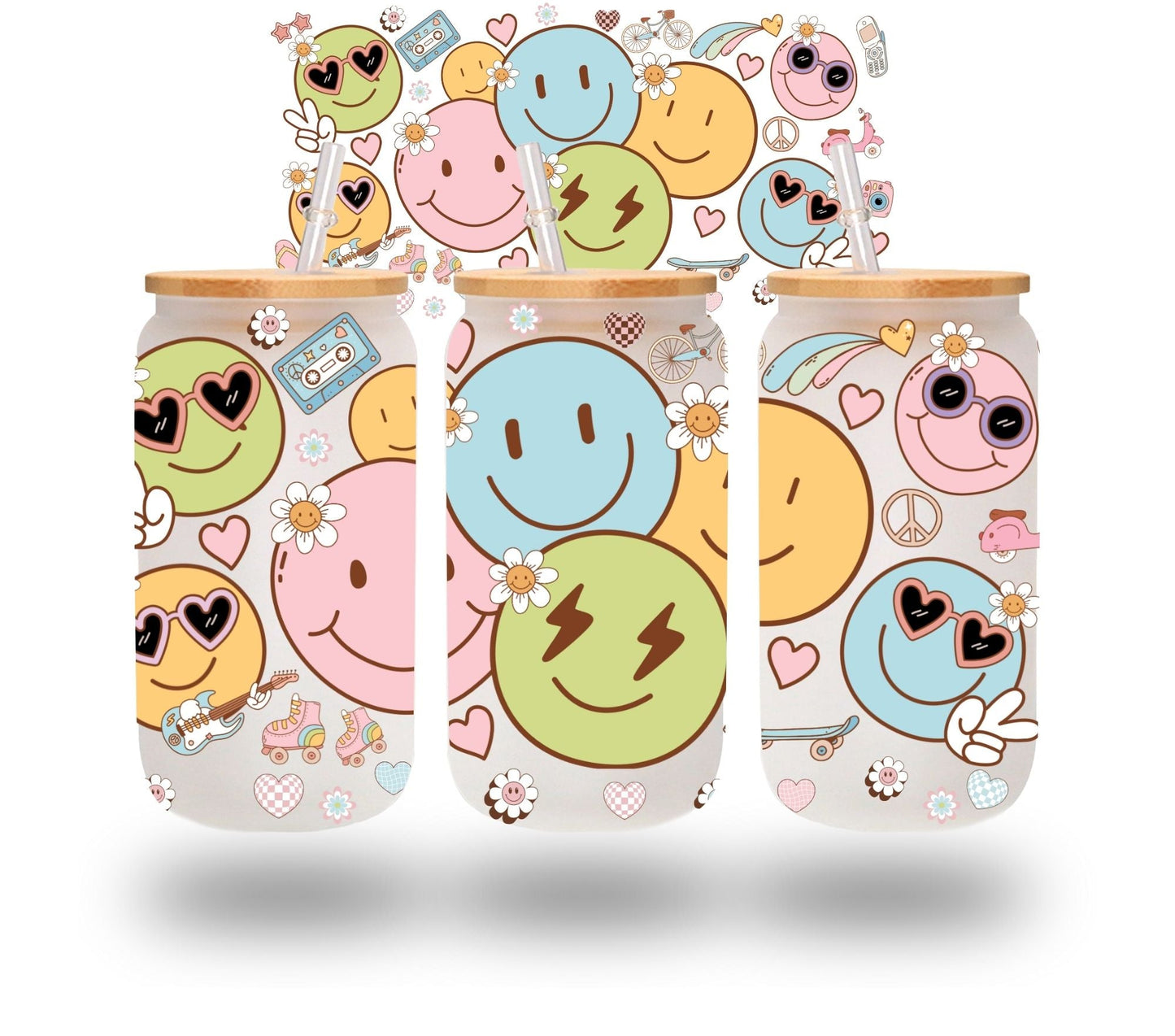 All Smiles - UV DTF 16oz Libbey wrap