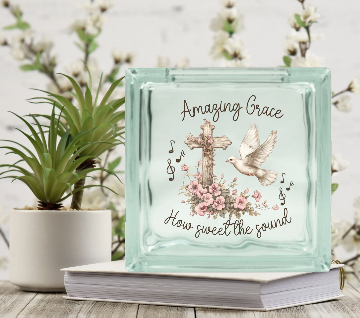Amazing Grace how sweet the sound Glass Block Decal