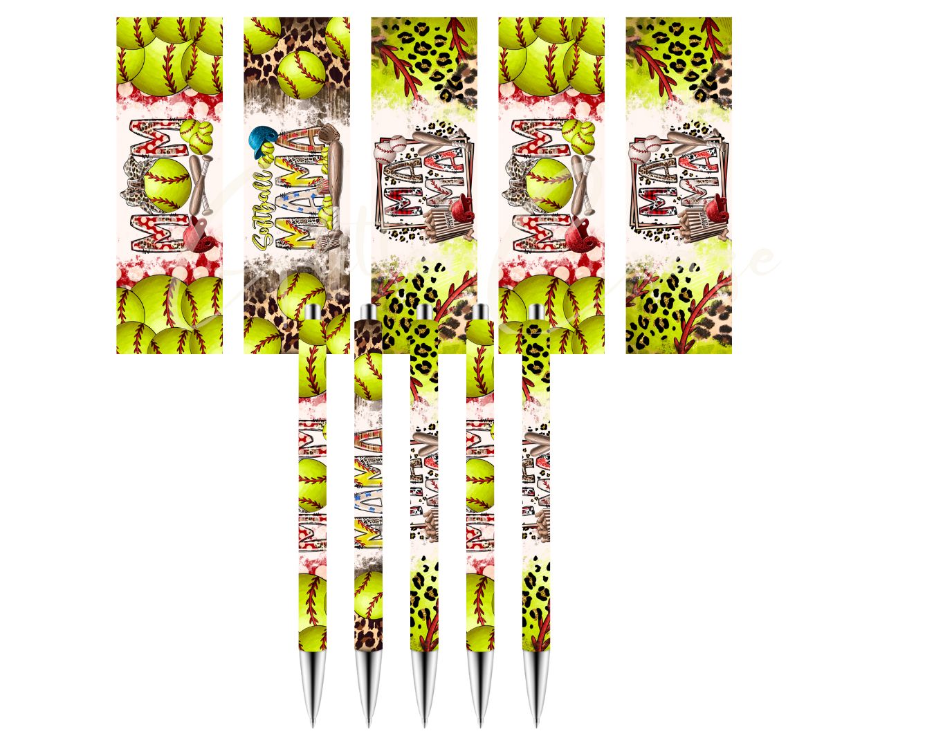 Softball MOM - UV DTF Pen wraps - set of 5