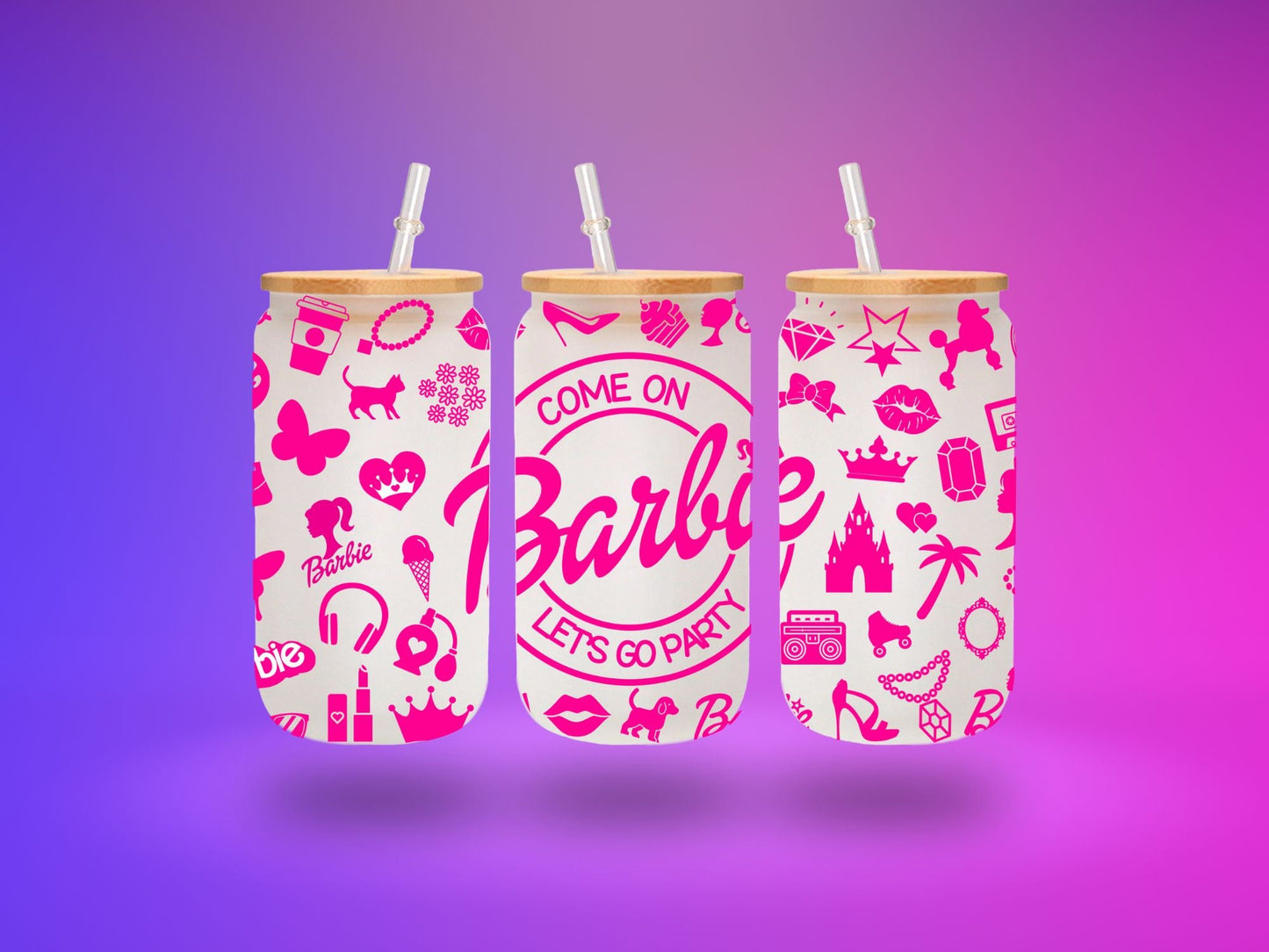 Barbie Libbey - UV DTF 16oz Libbey wrap